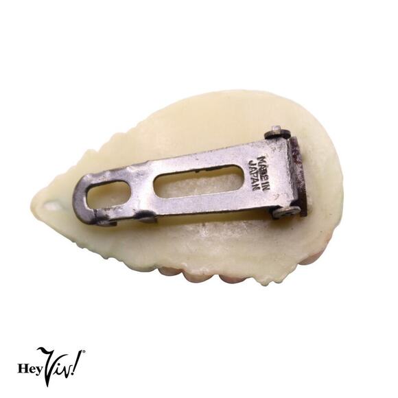 Vintage Celluloid Floral Flower Clip Pin in Pastel Pink Made in Japan - Hey Viv - Picture 2 of 5